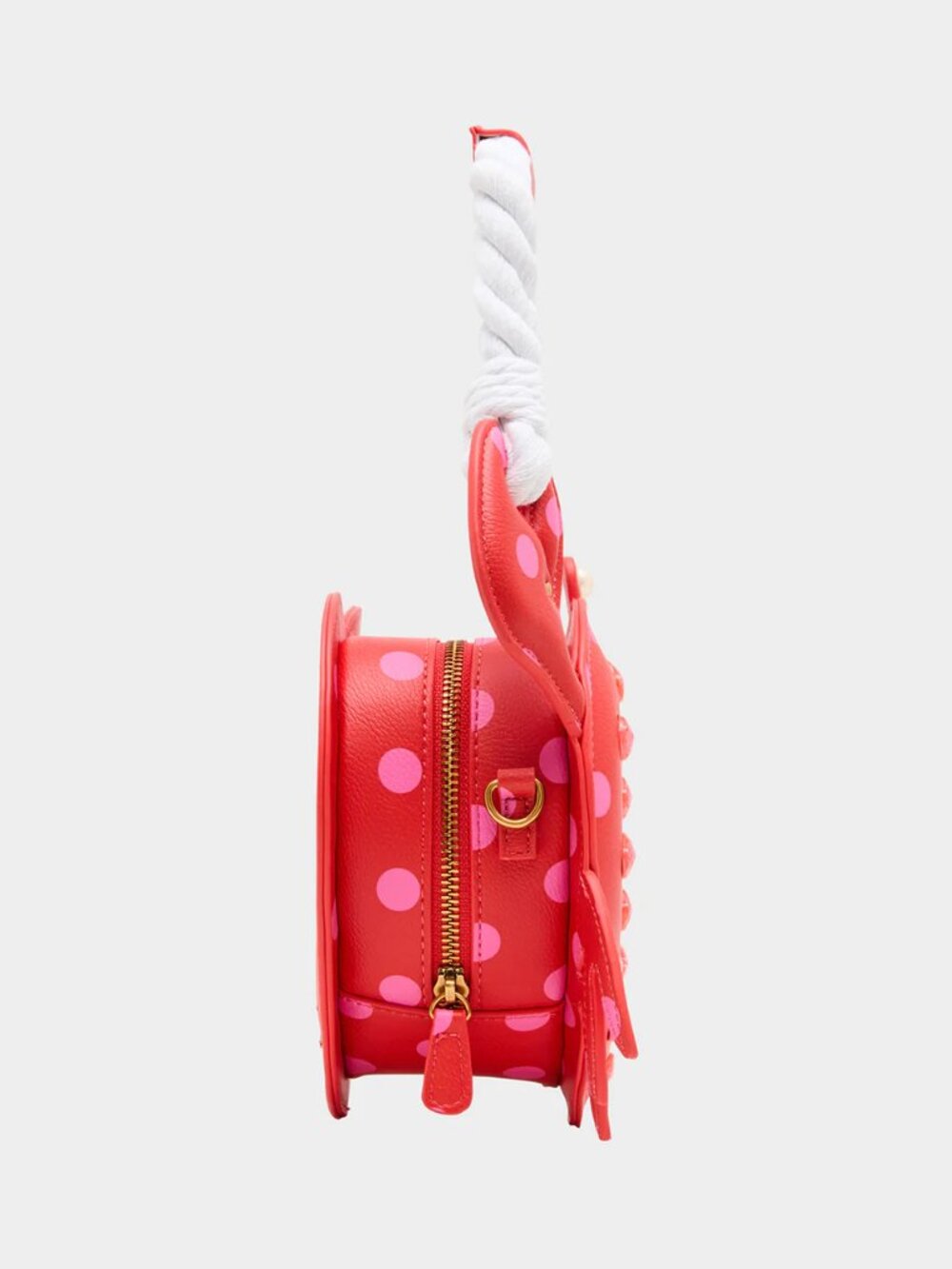 Betsey Johnson Kitsch Shell Raiser Red and Pink Polka Dot Crossbody Bag NWT - Picture 6 of 10